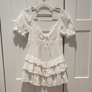 Elegant White Lace Ruffle Top